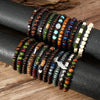 22-Piece Set Vintage Style Bohemian Wooden Beaded Bracelets, Synthetic Turquoise and Cat's Eye Beads, Fashionable Stacking Brace