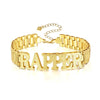Two Tone Gold Personalized Name Bracelet 3D Custom Name Stainless Steel Jewelry Double Layer Watch Band Chain Gift