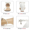 Women's Block Heel Sandals Faux Pearls Decor Flowers Ankle Strap Round Toe Elegant Chunky Heels Minimalist Banquet Wedding Shoes