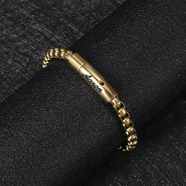 Custom Men's Name Bracelet Stainless Steel Classic Everyday Jewelry Personalized Text Men's Jewelry Gifts for Dad and Boyfriend