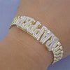 Two Tone Gold Personalized Name Bracelet 3D Custom Name Stainless Steel Jewelry Double Layer Watch Band Chain Gift