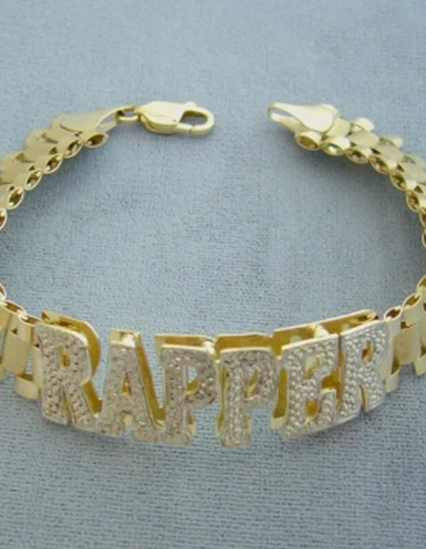 Two Tone Gold Personalized Name Bracelet 3D Custom Name Stainless Steel Jewelry Double Layer Watch Band Chain Gift