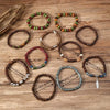 22-Piece Set Vintage Style Bohemian Wooden Beaded Bracelets, Synthetic Turquoise and Cat's Eye Beads, Fashionable Stacking Brace