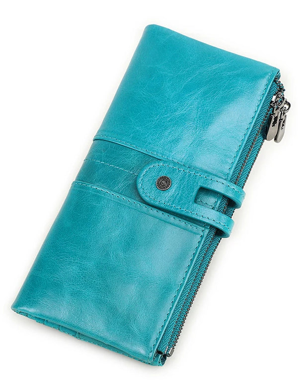 CONTACT'S Men Clutch Wallet Genuine Leather Long Wallet Hasp Card Holder Vintage Male Zipper Coin Purse Money Bag Portemonnee
