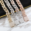 TOPGRILLZ 7-9 Inch New Lock Clasp 14mm Heavy Iced Out Cuban Bracelet Chains Cubic Zircon Link Hip Hop Rock Jewelry For Men Women