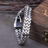 Never Fade Rock Viking Wolf Charm Bracelet Men's Stainless Steel Mesh Chain Gold Wolf Punk Jewelry without box