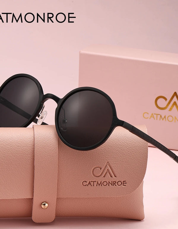 CATMONROE 1 PCS Brand Luxury Women sunglasses Pink Glasses case Round Polarized sunglasses Fashion Apparel Accessories Gift