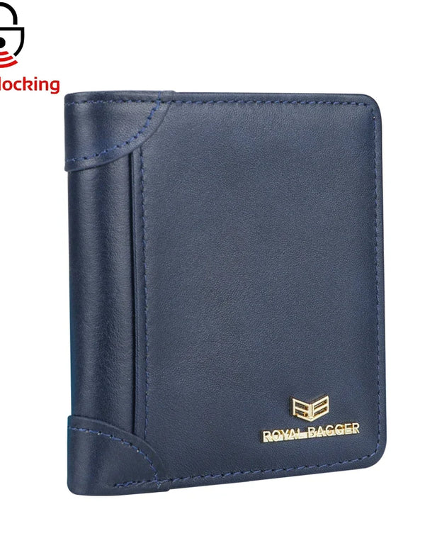 Royal Bagger RFID Vintage Short Wallets for Men Genuine Leather Card Holder Simple Thin Bifold Wallet 3001
