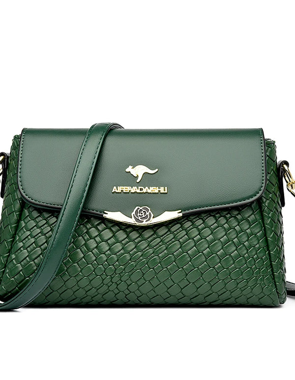 Luxury Handbag Women Bags Designer Pu Leather Knitting Shoulder Messenger Crossbody Bags for Women Mother Bolsa Ladies Hand Bag