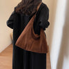 Fashion Commuter Women Shoulder Bag New Retro Maillard Style Armpit Dumpling Bag Luxury Faux Suede Large Capacity Tote Bag