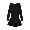 TRAF 2025 Fashion Women Solid Tierred Mini Dresses New Elegant O-neck Long Sleeve Slim Ruffles Party Dress Summer Streetwear