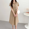 REALEFT Spring Summer Vintage Women's Shirt Dresses Sashes 2025 New Short Sleeve Batwing Sleeve Casual Loose A-line Dress Female