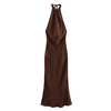 TFMLN Elegant Women Solid Halter Long Dress 2025 Summer Off Shoulder Backless Slim Party Dress Sexy Girls Sleeveless Dresses