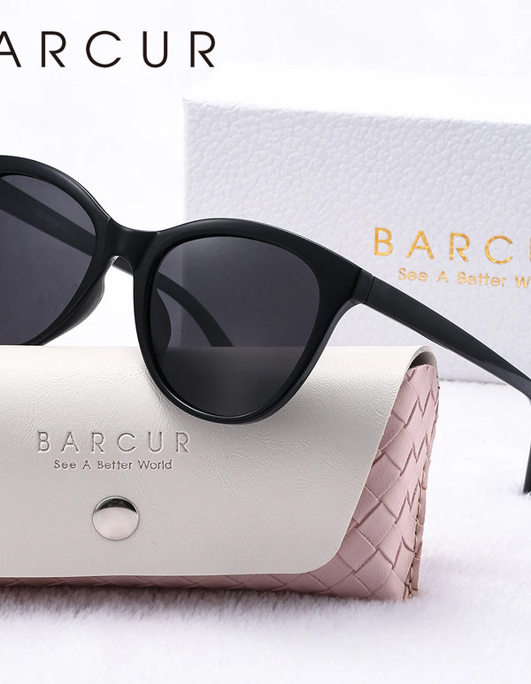 BARCUR Transparent Women Sunglasses Comfort Durable Beautiful PC Cat Eye Frame Party Travel UV400 Polarized Sunglasses Best Gift