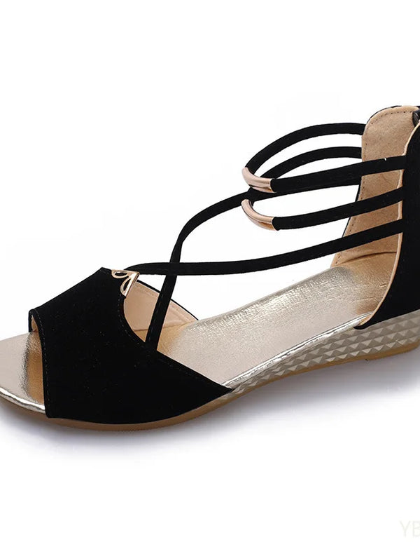 New Summer Sandals 2025 Ladies fashion bags Shoes Solid color minimalist fish mouth shoes Low heel back zipper Women's sandals