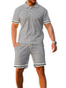 Men's Summer Short Sleeve Suit Polo Shirt Short Sleeve Shorts Athleisure Two-Piece Set Suitable For Everyday Travel