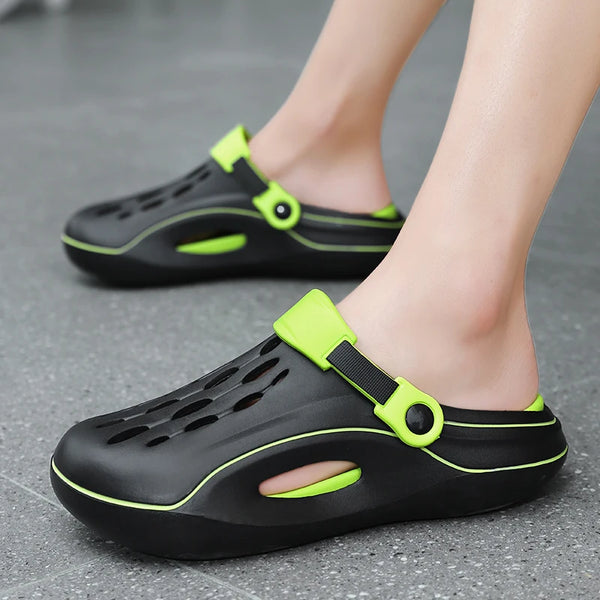 A Pair of Men's New Summer Clogs, Wear-Resistant, Non-Slip, Soft-Soled, Comfortable Beach Shoes, Outdoor Sandals soft sole 5.0