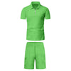 Men'S Short Sleeved Shorts Casual Set Summer Waffle Solid Color Casual Loose Collar T-Shirt Set Men Fitness Sports Clothes