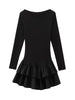 TRAF 2025 Fashion Women Solid Tierred Mini Dresses New Elegant O-neck Long Sleeve Slim Ruffles Party Dress Summer Streetwear