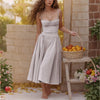 Summer Women Elegant Sleeveless Backless Pleated Dresses Lady Sexy Solid Sling Midi Dress 2024 Female Party Evening A-line Robes