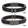 Personalized Engraving 2-5 Name Mens Leather Bracelet Customized Vintage Beaded Bracelets for Men Retro Jewelry Gift for Father