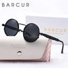 BARCUR Stylish Round Women Sunglasses Unique Spring Mirror Legs Metal Frame Steampunk Retro Sunshade UV400 Men Sunglasses