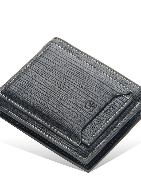 Men's PU Leather Short Wallet, Multi-card Billfold Card License Case Business Wallet with Removable Card Holder