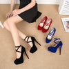 Summer Temperament New European American Fashion Cross-Stretched Large-Size High Heels Women's Nightclub Women's Shoes Elegant