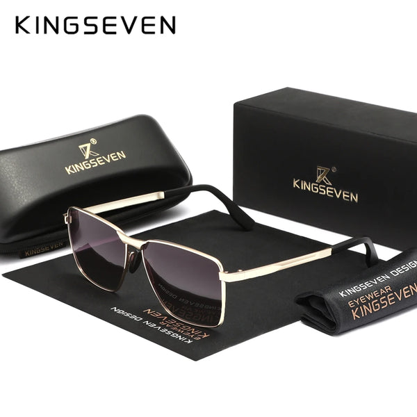 KINGSEVEN Classic Sunglasses Men Rectangle Alloy Frame Glasses Polarized UV400 Casual Trendy Driving Eyewear
