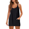 Sport Mini Dress For Women Summer Sleeveless Dress Casual Short Sundress Female Workout Tennis Athletic Onesie With Pockets