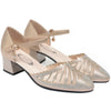 Women Closed Toe Sandals Women's Hollow Flat Mid Heel Women's Chunky Heel  PU Leather Shoes Hollow Mesh Soft Bottom Mom Shoes