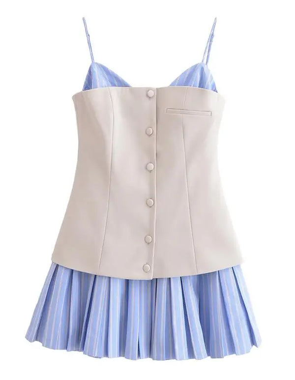 Dresses Women's Summer 2025 New Chic Patchwork Tube Top Slim Mini Elegant Holiday Women's Dress Street Fashion Youth Dress