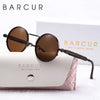BARCUR Stylish Round Women Sunglasses Unique Spring Mirror Legs Metal Frame Steampunk Retro Sunshade UV400 Men Sunglasses