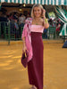 Halter Color Patchwork Strapless Dress High Waisted Drape Slimming Layered Strap Long Dress Suspender Robes Women's Clothing