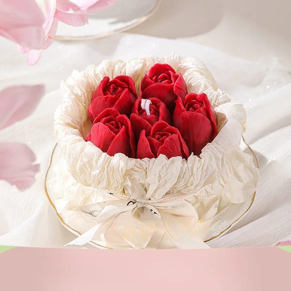 Mother's Day romantic bouquet candle gift box hand gift handmade scented tulip rose flower candle