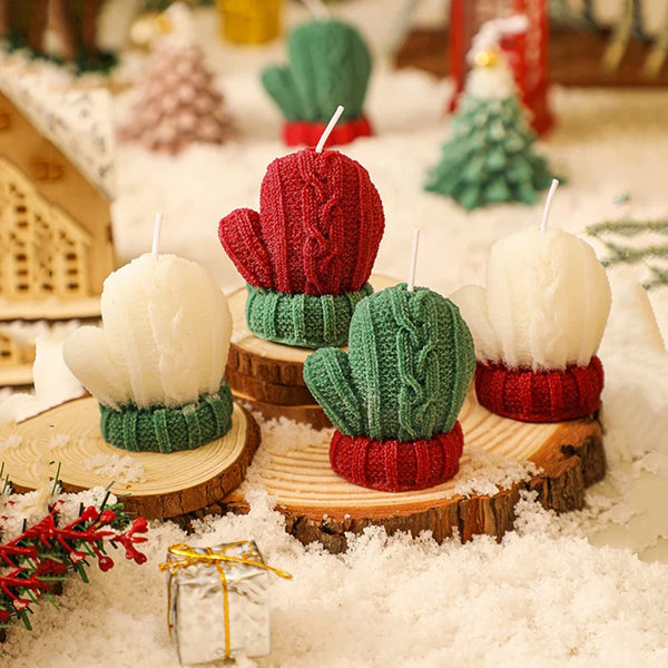 Candles,Christmas 3D Woolen Gloves Candles Soy Wax White Aromatic Aromatherapy Candles Party Guest Souvenirs Home  Birthday Gift