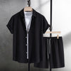 Mens Casual Shirt Suit Two Piece Short Sleeve Shirt And Shorts Solid Color Scheme Is Versatile And Fashionable T Shirts