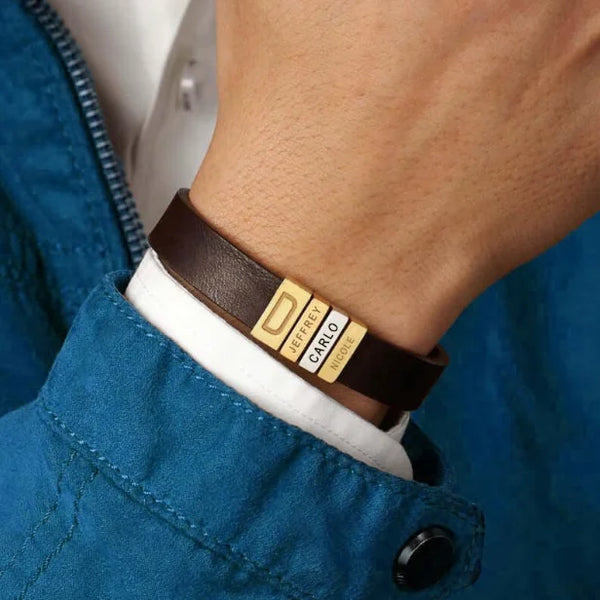 Personalized Dad Children's Name Engraving Beads Leather Bracelets Best Gifts for Men 2025 Bracelet for Him Ideas for Husband