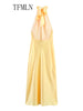 TFMLN Elegant Women Solid Halter Long Dress 2025 Summer Off Shoulder Backless Slim Party Dress Sexy Girls Sleeveless Dresses