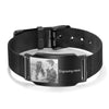 Personalized Mens Photo Bracelet Custom Watchband Wristband Bracelets Black Jewelry Gifts for Grandpa Father Husband Son