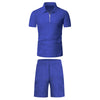 Men'S Short Sleeved Shorts Casual Set Summer Waffle Solid Color Casual Loose Collar T-Shirt Set Men Fitness Sports Clothes