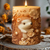 Cute hedgehog relief cylindrical candle silicone mold flower hedgehog relief cylindrical resin mold hedgehog relief gypsum molds