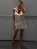 Sequin Ruffles Slip Short Dress Women Sexy Glitter Sleeveless Backless Waist Cinching Irregular Dresses Chic Lady New Partywear