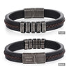 Personalized Engraving 2-5 Name Mens Leather Bracelet Customized Vintage Beaded Bracelets for Men Retro Jewelry Gift for Father
