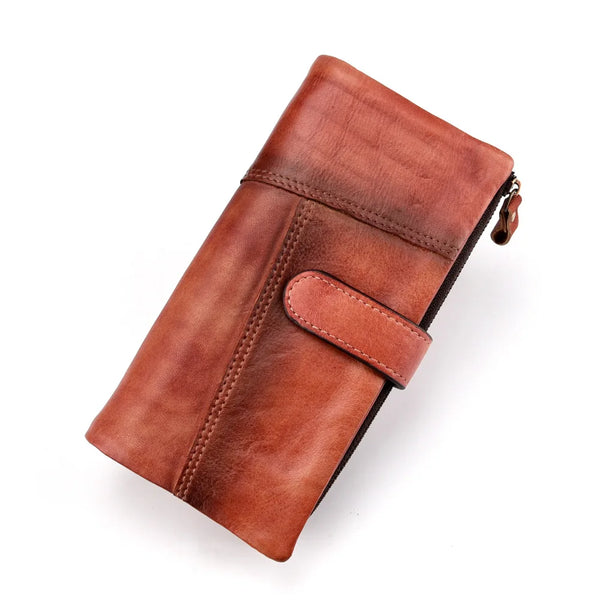 New Retro Genuine Leather Wallet – Stylish Patchwork Long Wallet, Multi-Card RFID Blocking Men’s Wallet