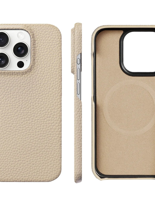 for Magsafe Case for iPhone 15 16 Pro Max Promax 16Pro Natural Cowhide Lychee Leather Magnetic Protector Luxury Phone Back Cover