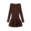 TRAF 2025 Fashion Women Solid Tierred Mini Dresses New Elegant O-neck Long Sleeve Slim Ruffles Party Dress Summer Streetwear