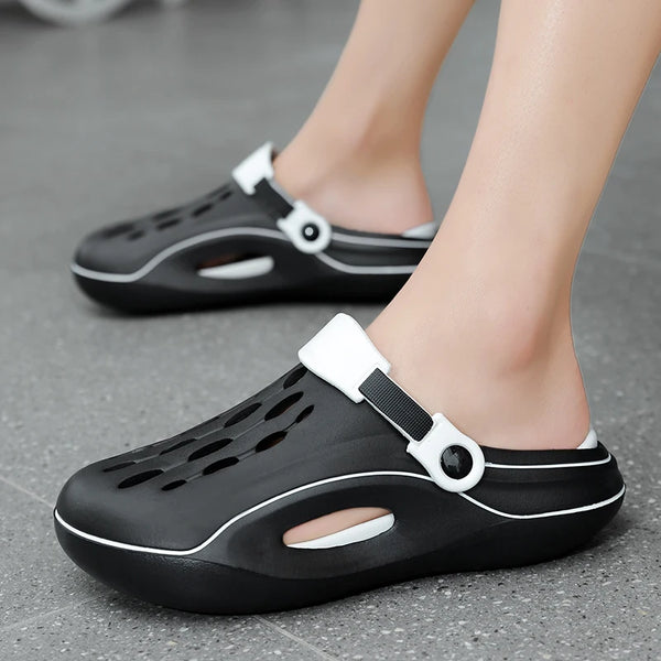 A Pair of Men's New Summer Clogs, Wear-Resistant, Non-Slip, Soft-Soled, Comfortable Beach Shoes, Outdoor Sandals soft sole 5.0