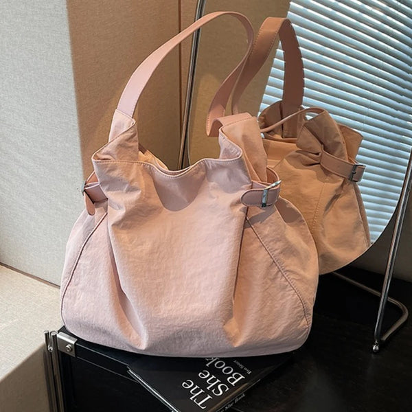 Advanced Women Shoulder Bag New Lightweight Large Capacity Nylon Tote Bag Japan Style Casual Simple Magnetic Buckle Armpit Bag