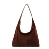 Fashion Commuter Women Shoulder Bag New Retro Maillard Style Armpit Dumpling Bag Luxury Faux Suede Large Capacity Tote Bag